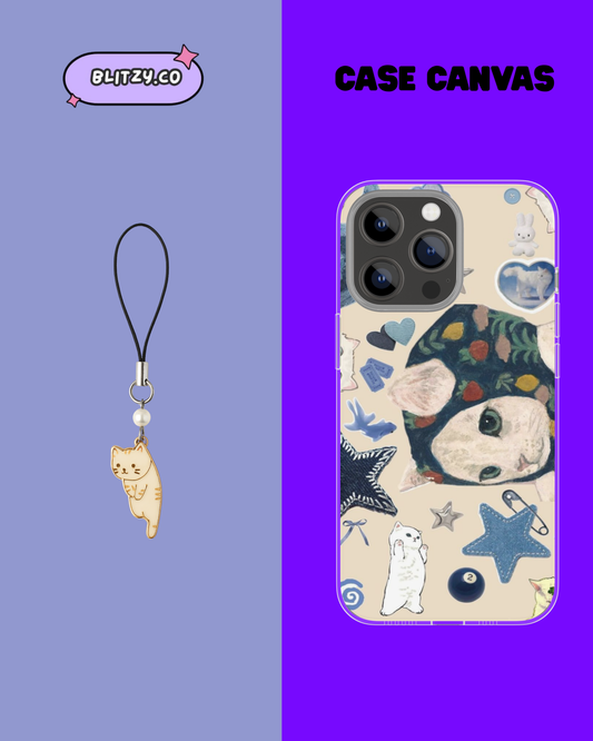 Cat's Themed Phone Case & Charm