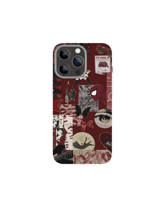 Aesthetic Maroon Collage Themed Phone Case