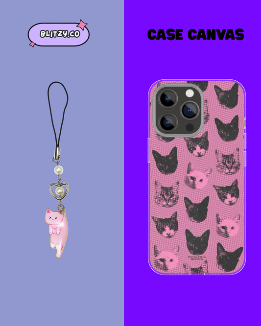 Pink Cat's Themed Phone Case & Charm