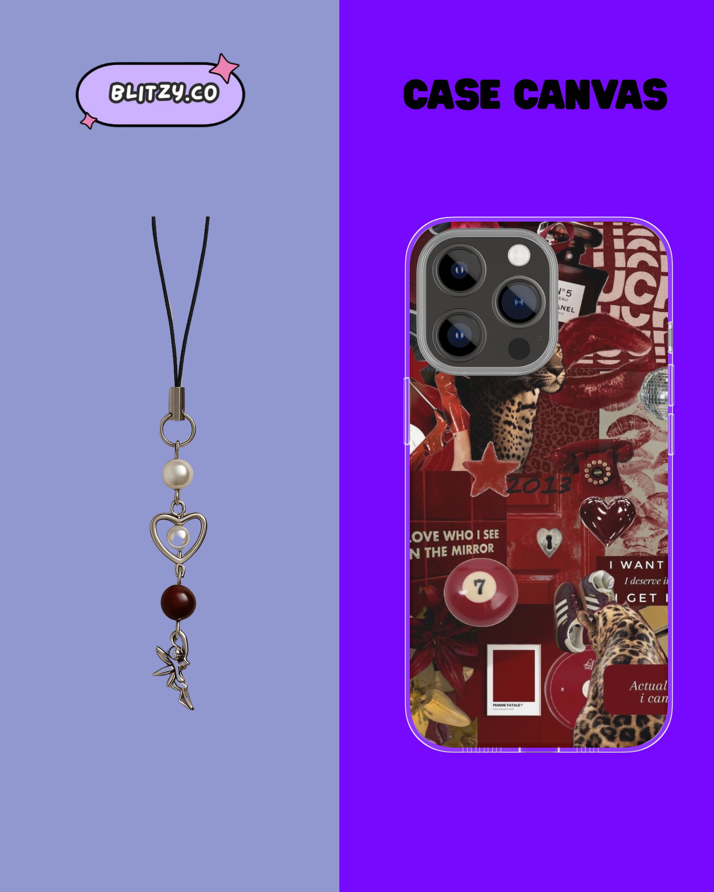 Fairy red themed phone case & charm