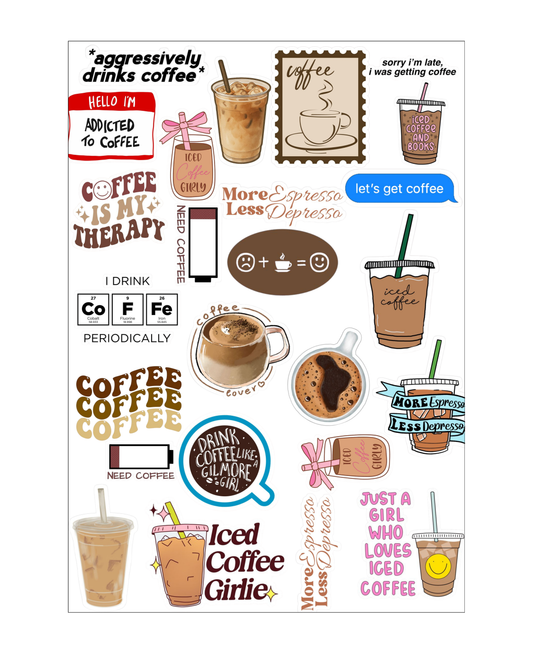 Coffee Themed Sticker Sheet