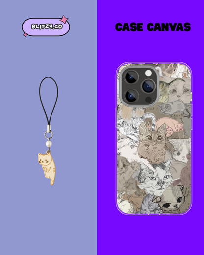 Cat's Themed Phone Case & Charm
