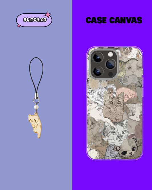 Cat's Themed Phone Case & Charm