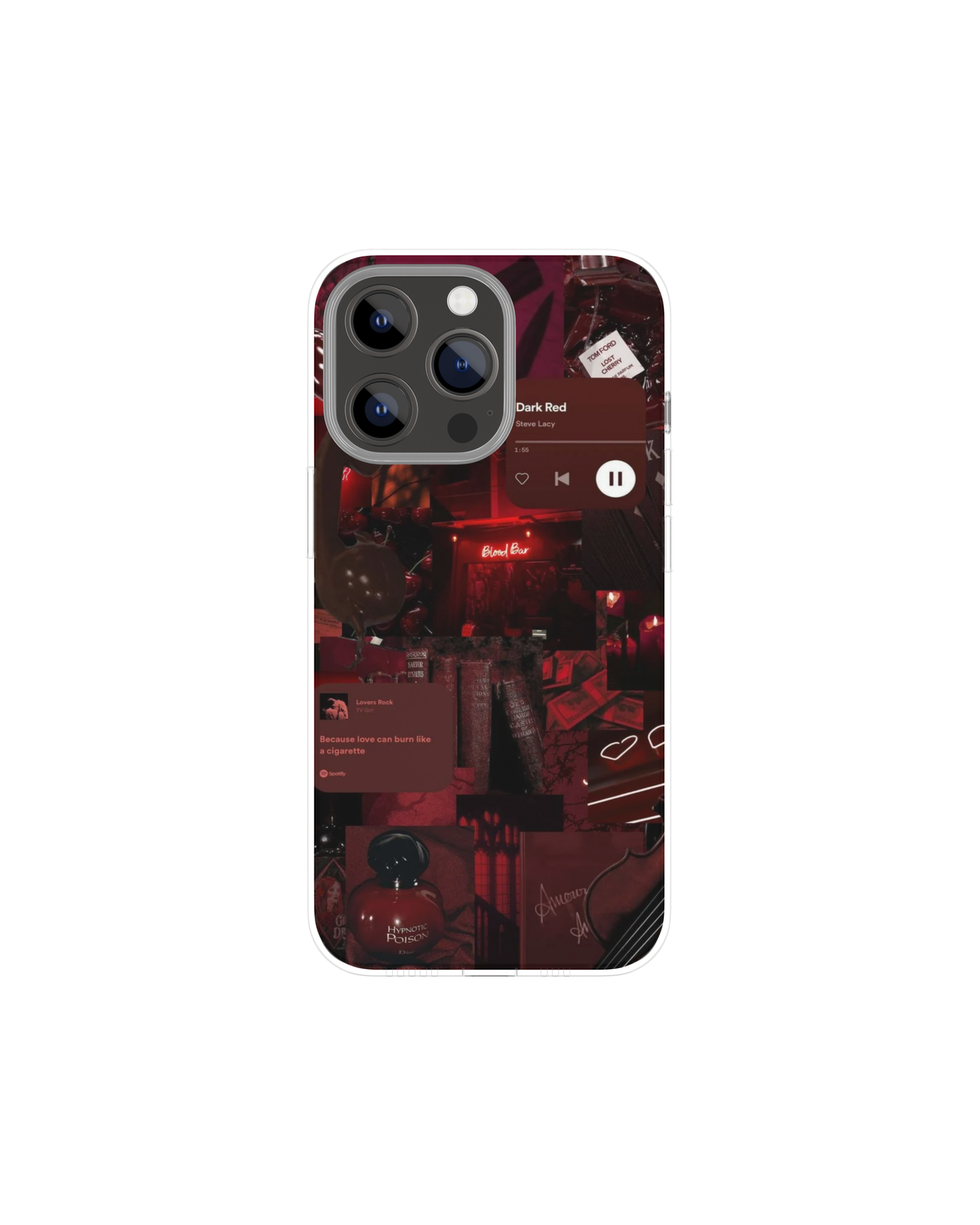 Aesthetic Maroon Collage Themed Phone Case
