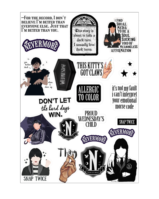 Wednesday Themed Sticker Sheets