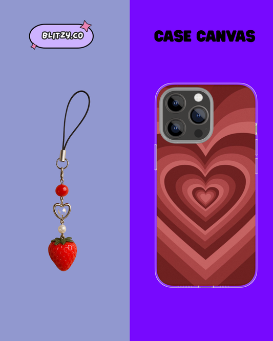 Straw- Kawai themed phone case with charm