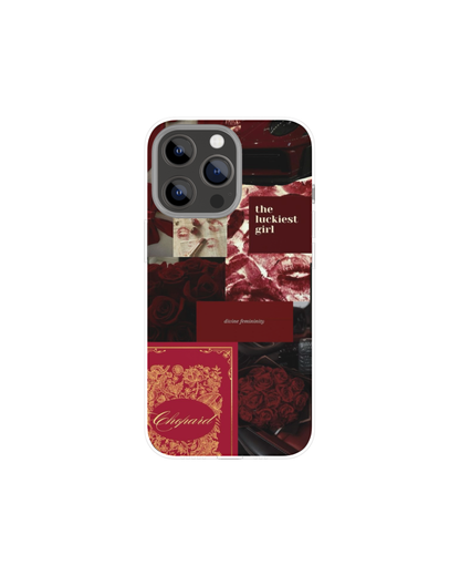 Aesthetic Maroon Collage Themed Phone Case