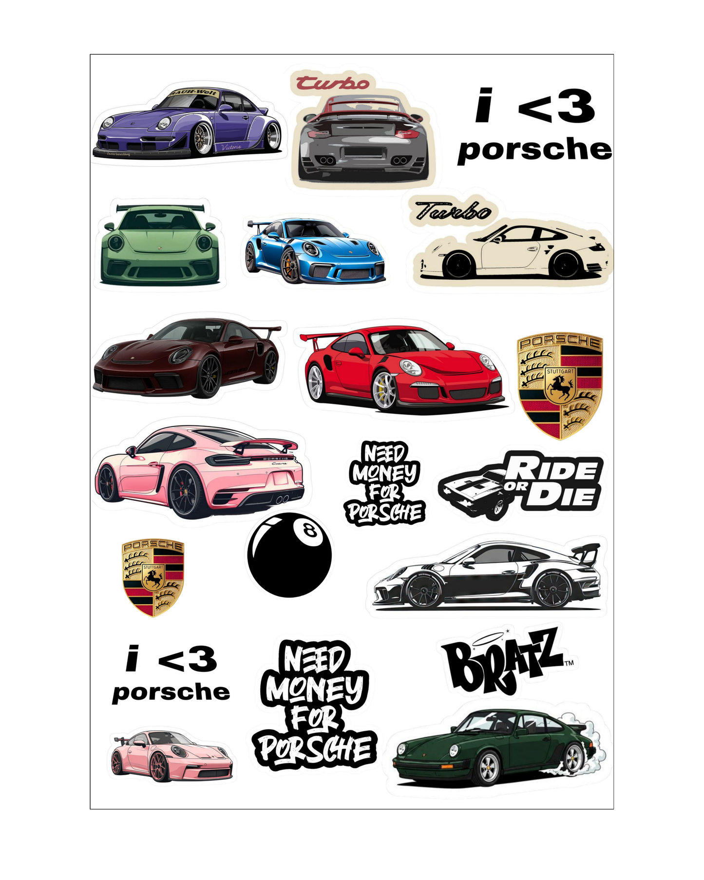 Porsche Sticker Sheets