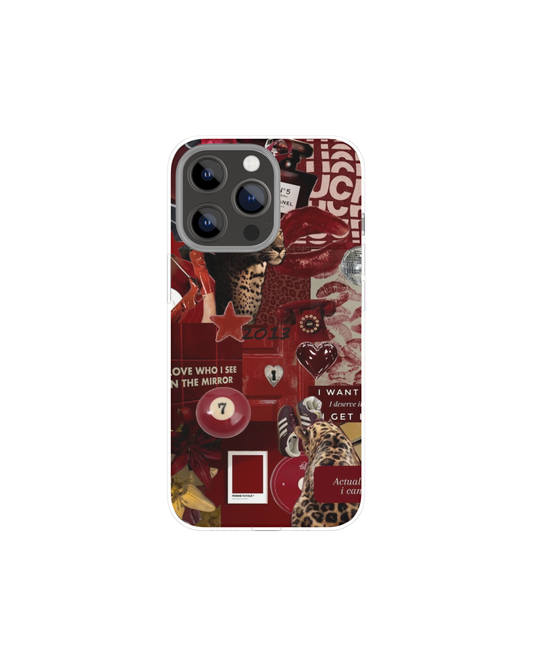 Aesthetic Maroon Collage Themed Phone Case