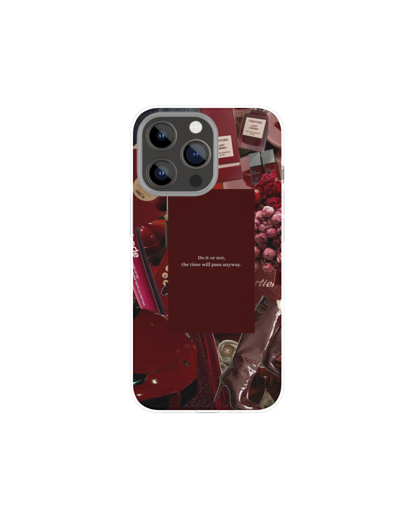 Aesthetic Maroon Collage Themed Phone Case