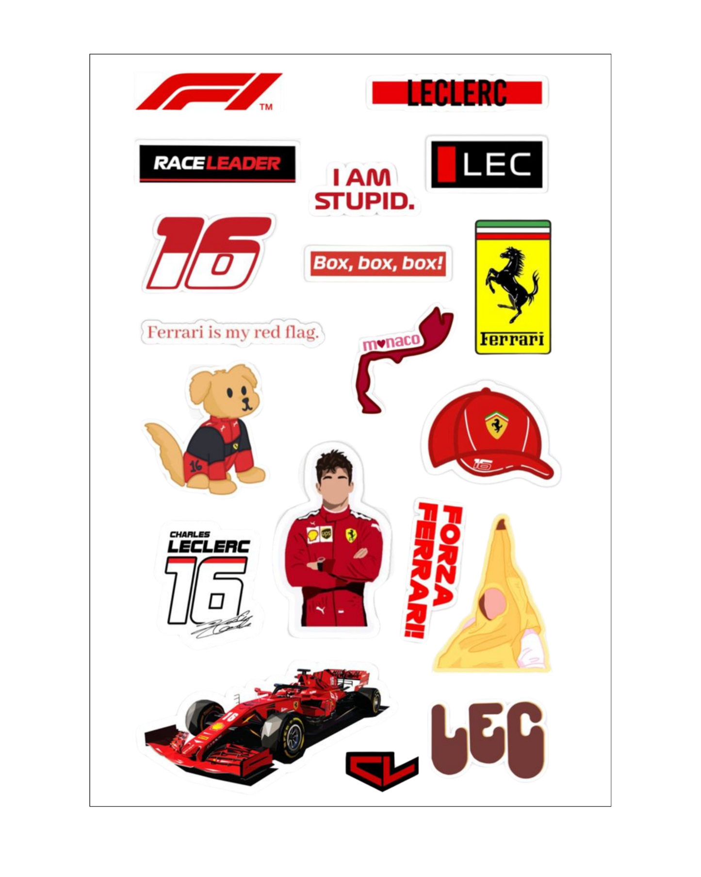 Formula 1 Themed Sticker Sheets