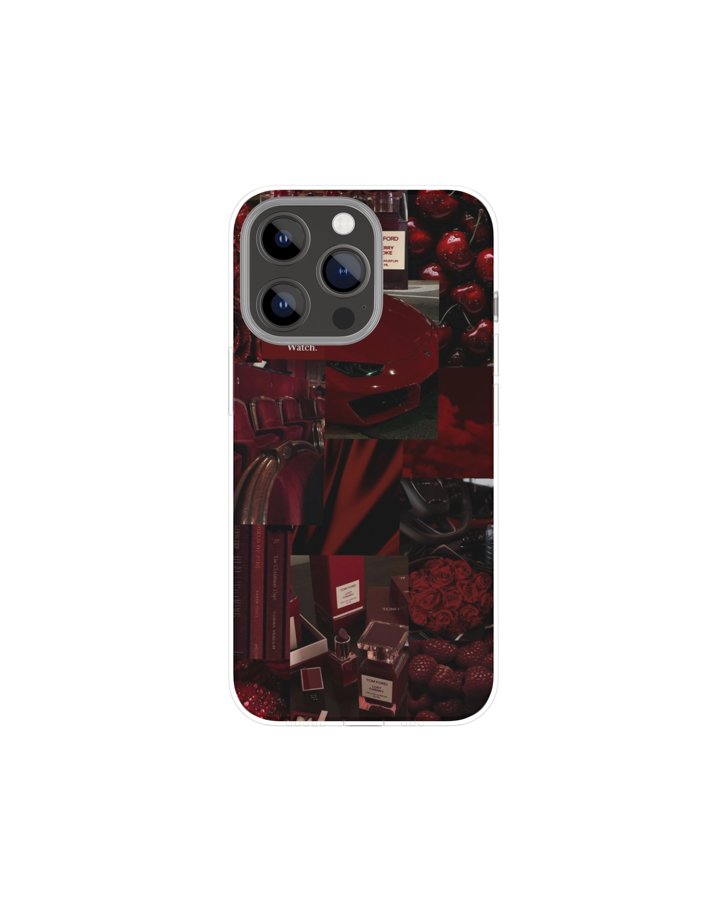 Aesthetic Maroon Collage Themed Phone Case