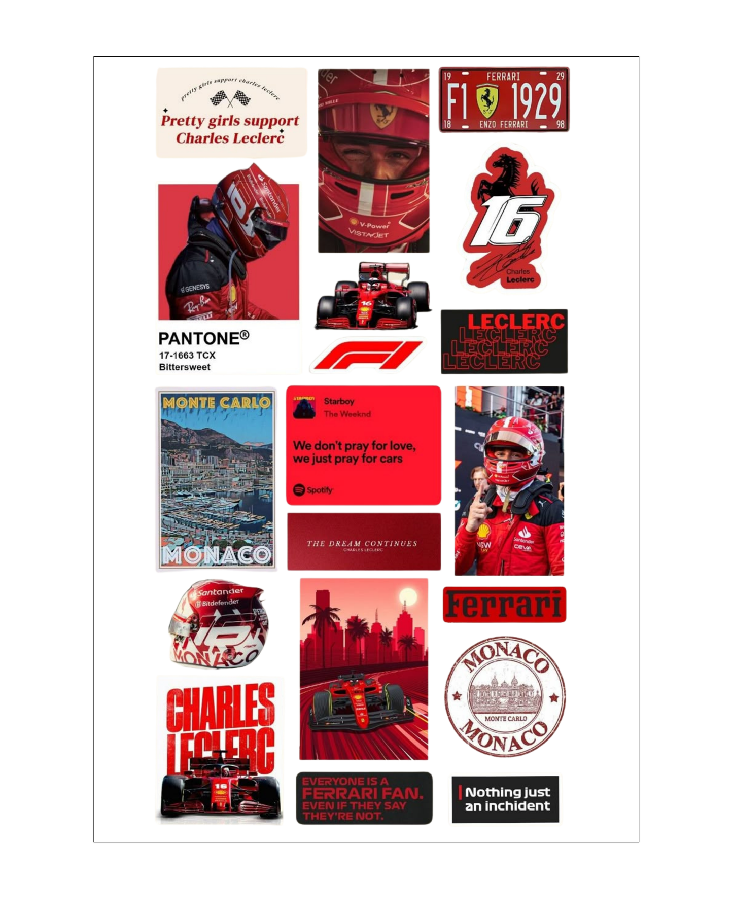 Formula 1 Themed Sticker Sheets