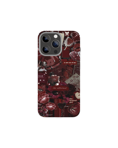 Aesthetic Maroon Collage Themed Phone Case