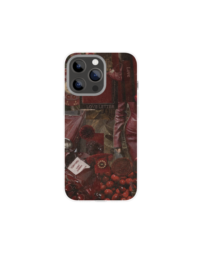 Aesthetic Maroon Collage Themed Phone Case