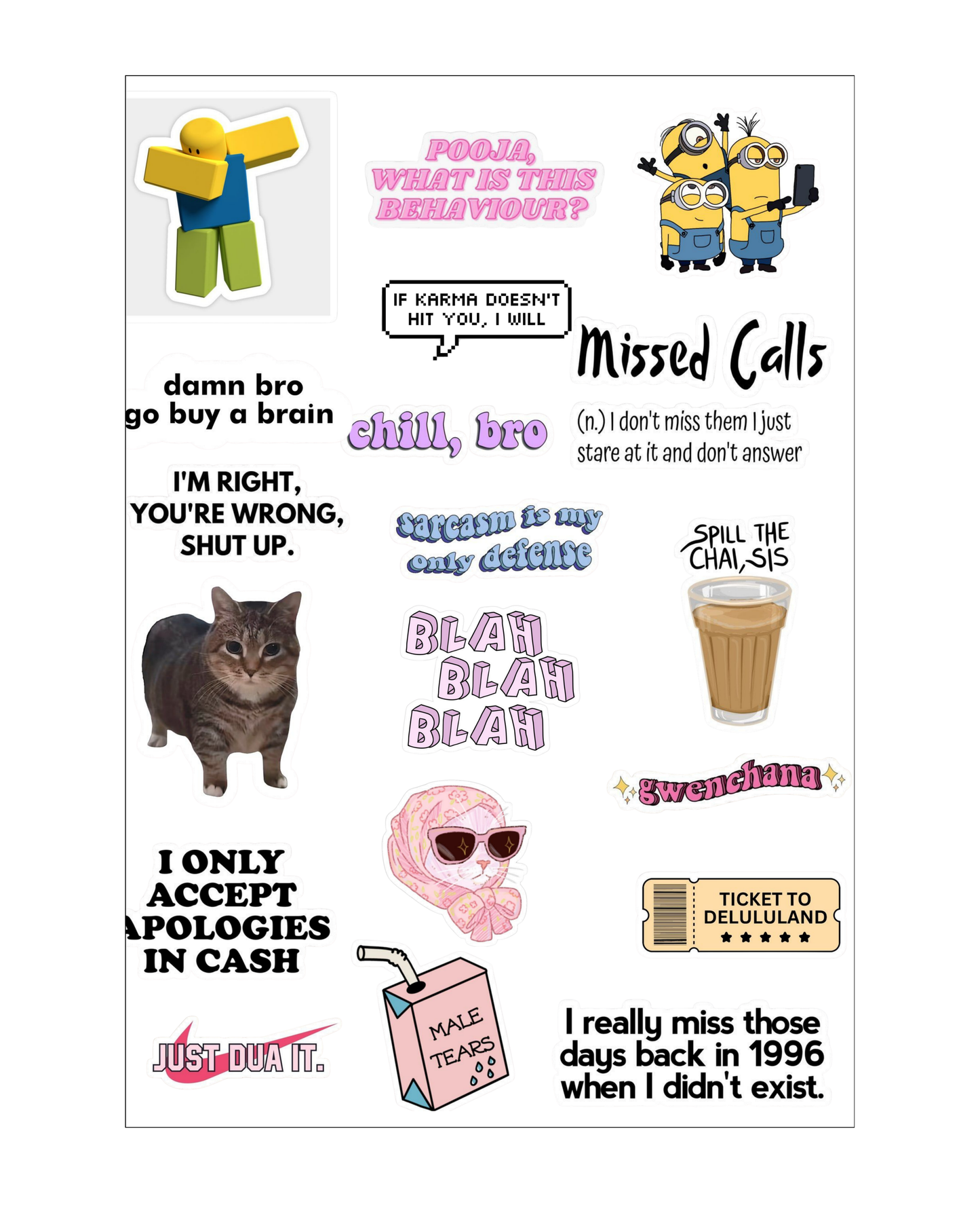 Sarcastic Memes Sticker Sheets