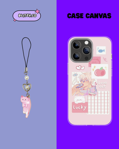 Pink Cat's Themed Phone Case & Charm