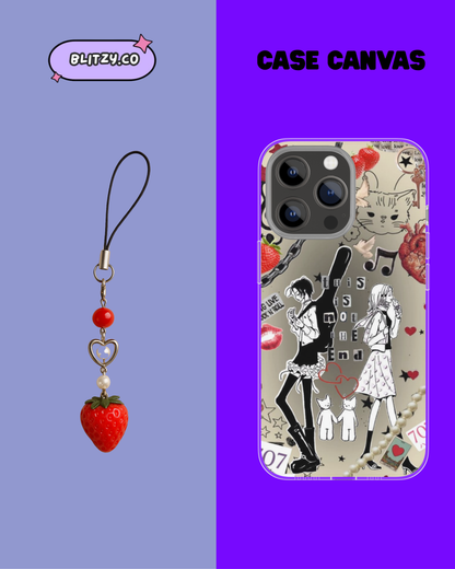 Straw- Kawai themed phone case with charm
