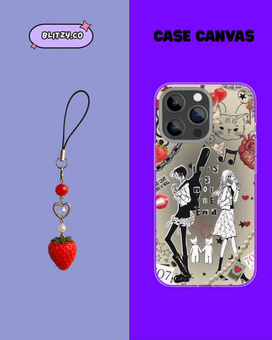 Straw- Kawai themed phone case with charm