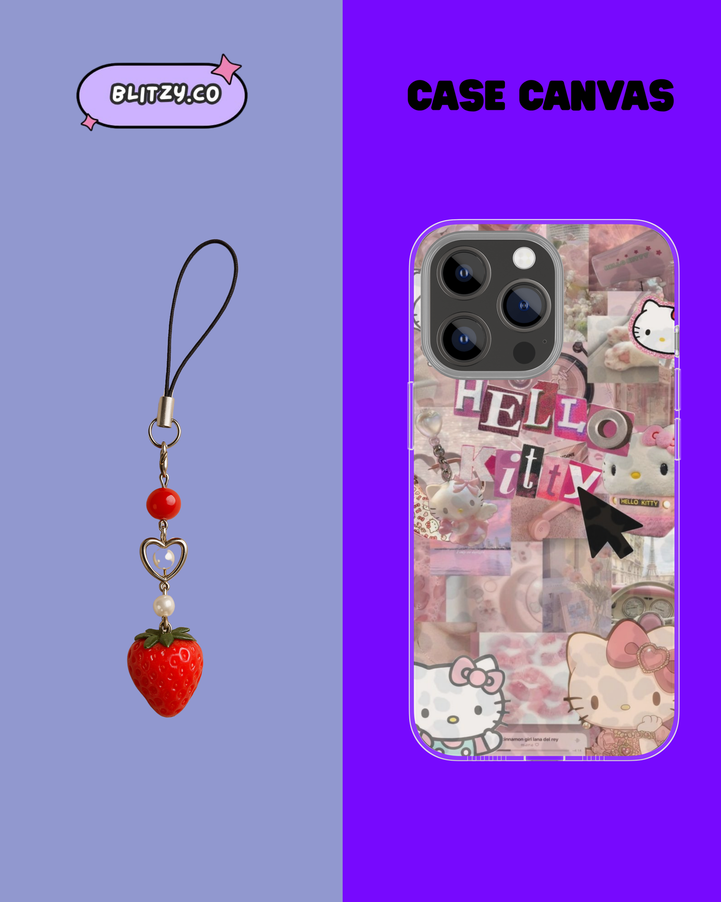 Straw- Kawai themed phone case with charm